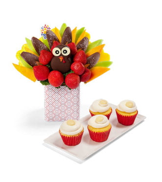 Salted Caramel Turkey Thanksgiving Bouquet & Cupcakes Bundle
